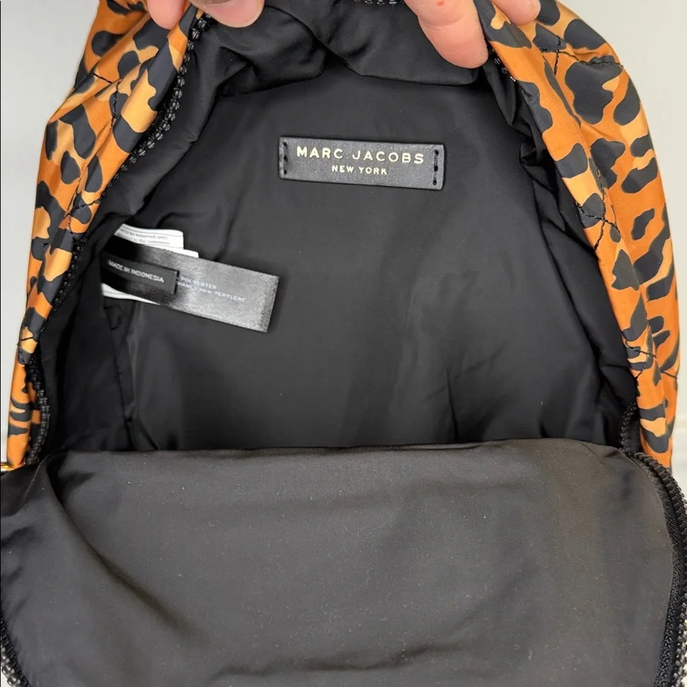 Marc Jacobs Cheetah Diamond Quilt Backpack nylon black tan purse bag backpack